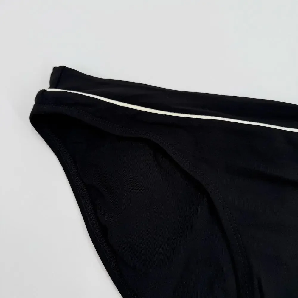 Robin Piccone Malia Banded Bikini Bottoms Size Large NEW Black White Swim NWOT